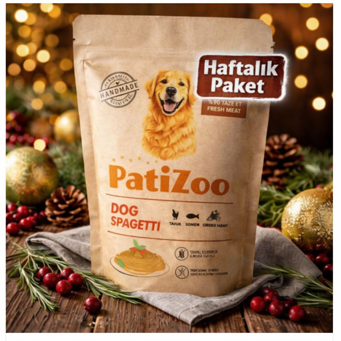 Patizoo Dog Spagetti – %90 Taze Et İçeren Tahılsız Köpek Ödülü – Haftalık Paket