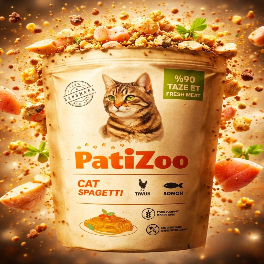 Patizoo Kedi Spagetti Ödülü – Yumuşak & Çiğnenebilir Eğlenceli Kedi Atıştırmalığı