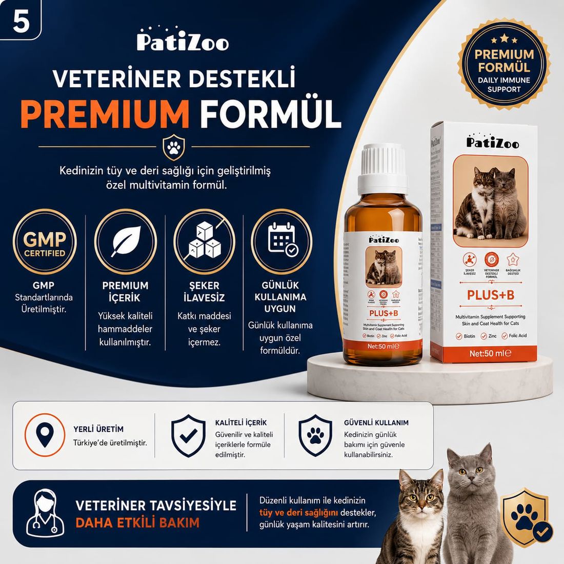 Patizoo Plus B Kedi Tüy Sağlığı Damlası 50 ml - Tüy Dökülmesini Azaltmaya Yardımcı Bakım Desteği - Görsel 5
